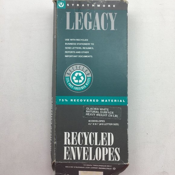 Strathmore Legacy Recycled Envelopes Glacier White Natural Surface #10 Letter Si - Picture 1 of 3